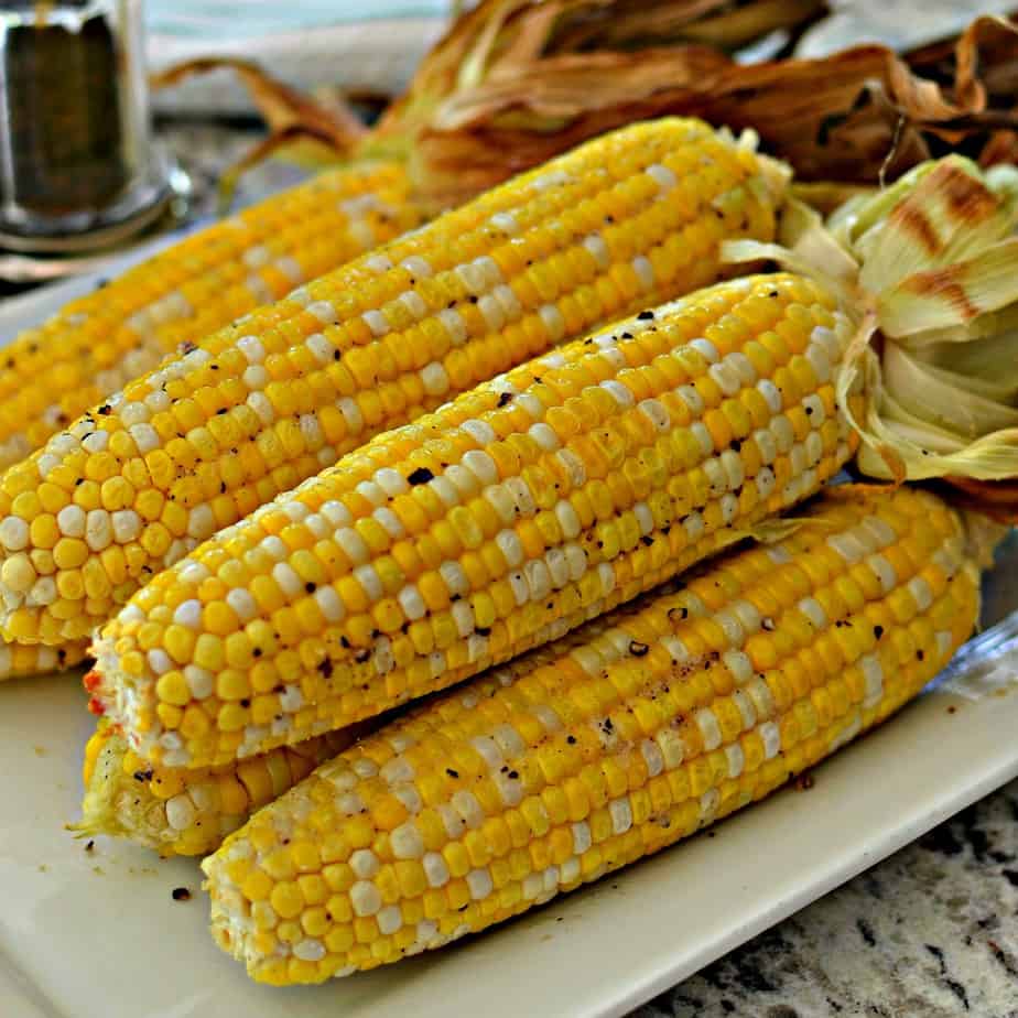You can have this oven roasted corn prepped and in the oven in about ten to fifteen minutes.