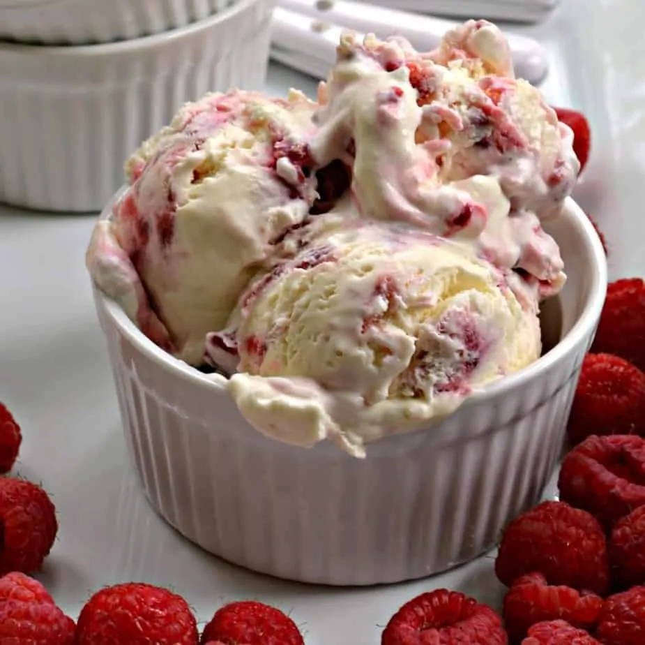 This Raspberry Ice Cream is a family friendly simple six ingredient no churn creamy raspberry ice cream.