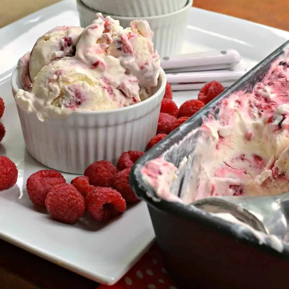his scrumptious Raspberry Ice Cream will hit the spot just right after a hot day in the sun. 