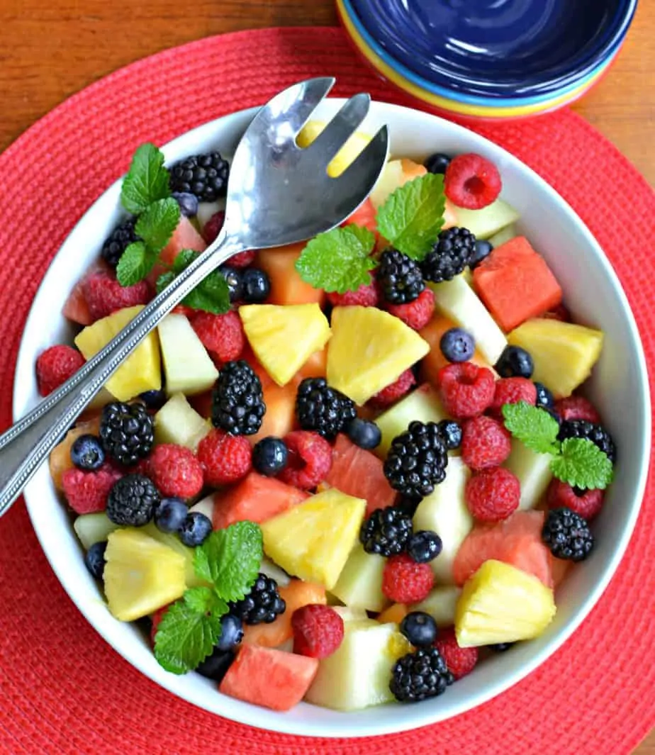 This Summer Fruit Salad is drizzled with lightly sweetened orange lime juice. 