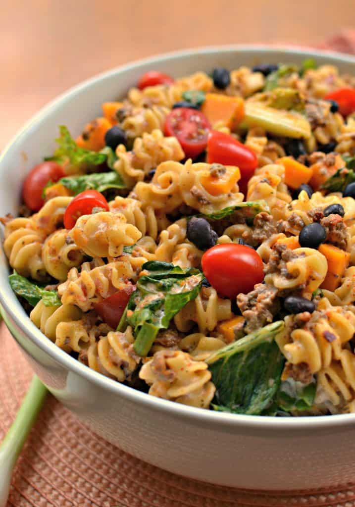 Creamy taco salad coated with a slightly spicy ranch dressing