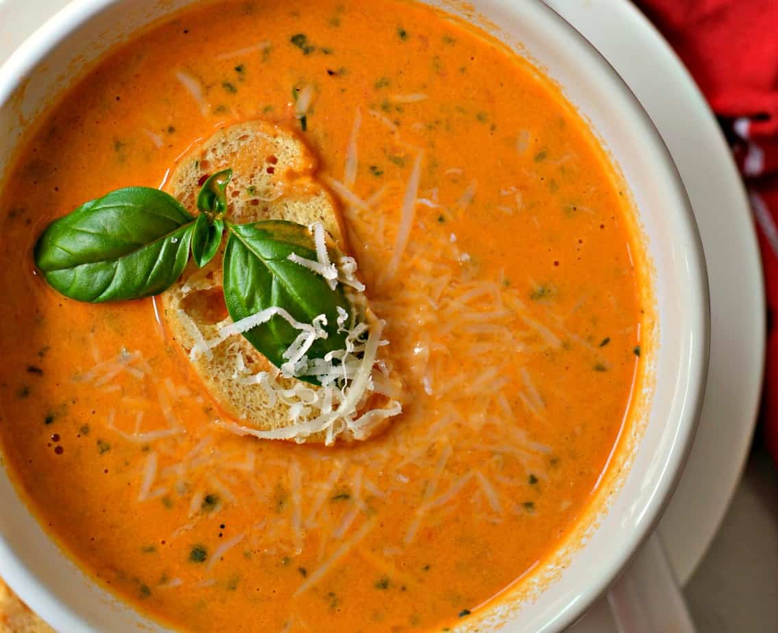 Fresh Tomato Soup with Basil with Tomato Puree