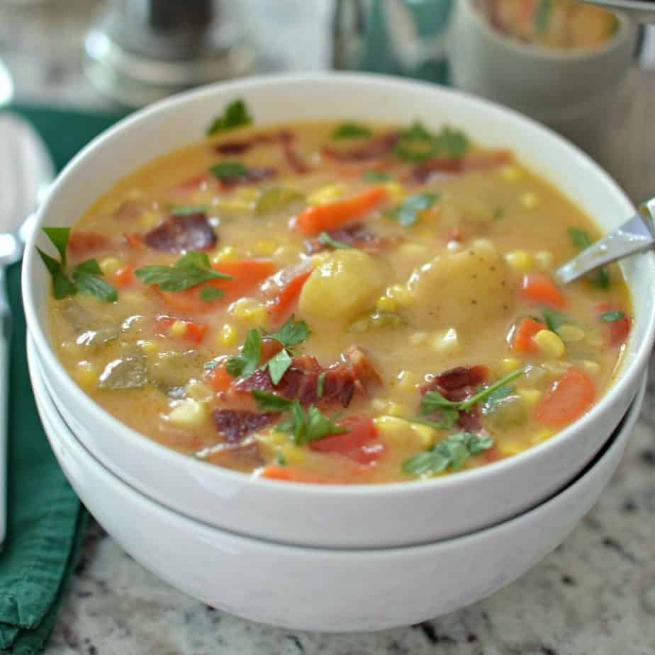Corn Chowder with Bacon and Potatoes Corn Chowder with Bacon and Potatoes