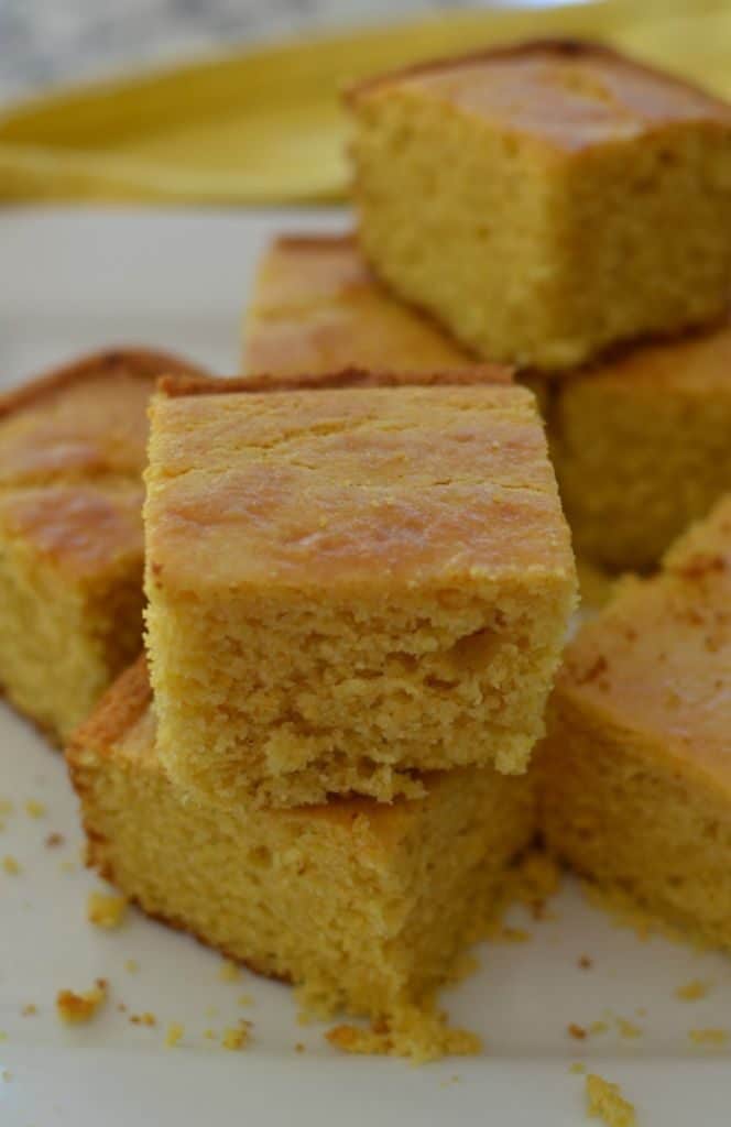 This easy sweet cornbread recipe has a perfect crust on top, and fluffy and moist inside.