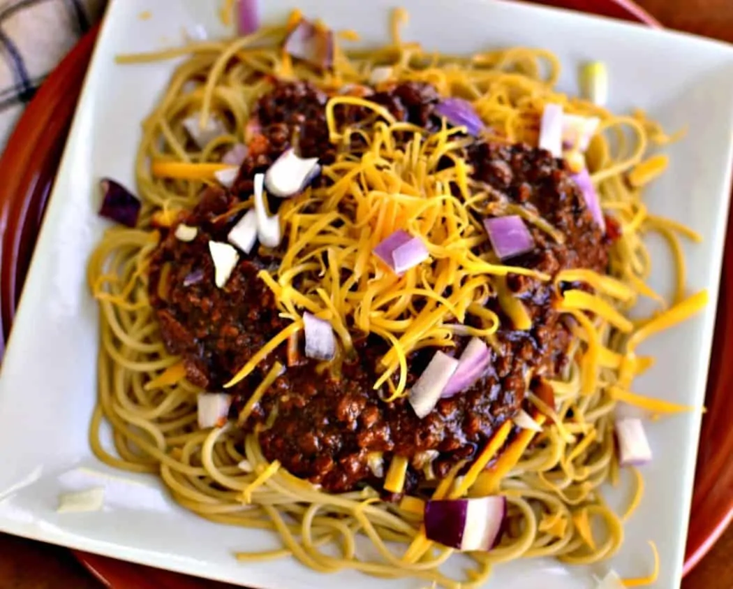 Cincinnati Chili is one of those dishes that tastes even better the next day as the flavors have all had time to meld. 