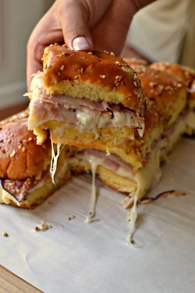 Ham and Swiss Sliders for Game Day Parties | Small Town Woman