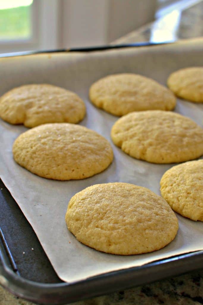 These homemade sugar cookies have perfectly crisp edges and soft, gooey centers