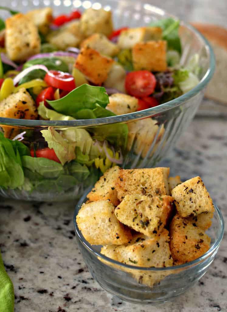 Homemade Croutons are the perfect topping for any salad