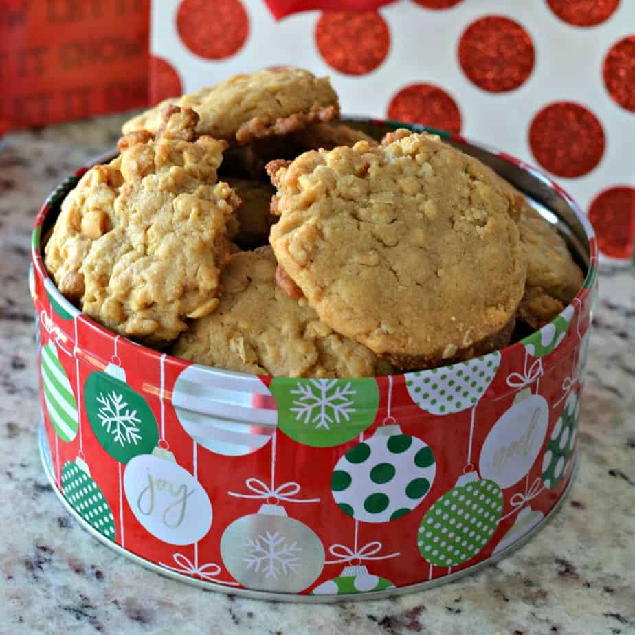 Soft and sweet peanut butter oatmeal cookies are perfect for the holidays