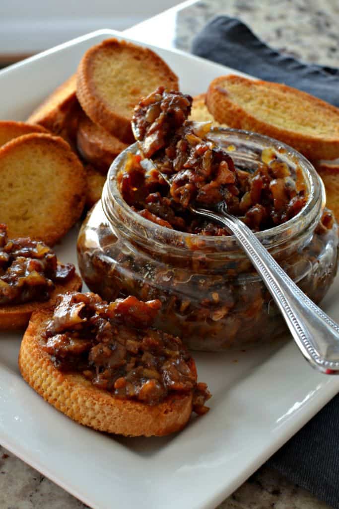 This sweet and savory Bacon Jam Recipe is the ultimate bacon lovers taste treat. It combines the flavors of smoked bacon, onion, garlic, brown sugar, and vinegar into a tasty jam. 
