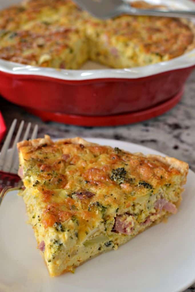 Ham and Cheese Quiche is packed with delicious bites of ham, onions, broccoli, and cheese