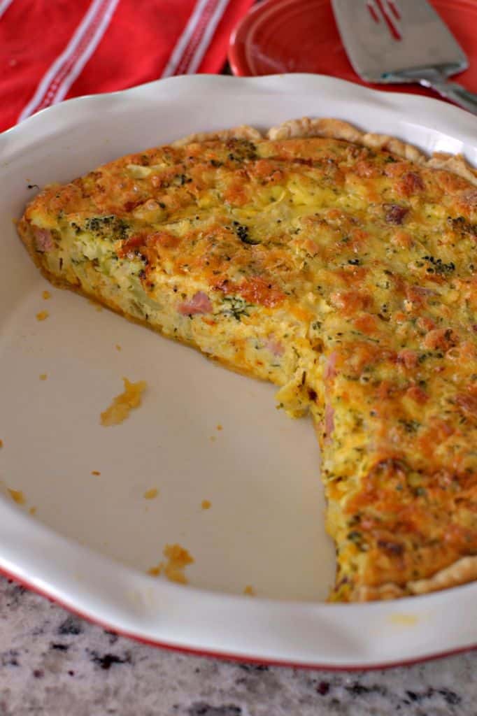 This easy Ham and Cheese Quiche is the perfect breakfast dish you can even make ahead of time