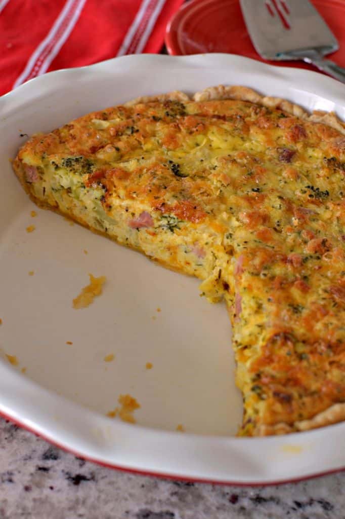 This easy Ham and Cheese Quiche is the perfect breakfast dish you can even make ahead of time