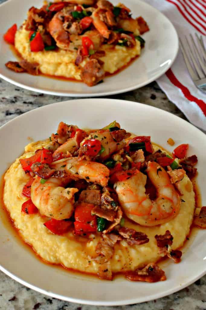 Shrimp and Grits Southern Style with Cheesy Grits | Small Town Woman