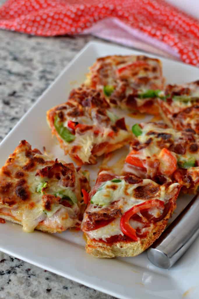 This delicious French Bread Pizza is always a hit and so easy to prep in less than five minutes. 