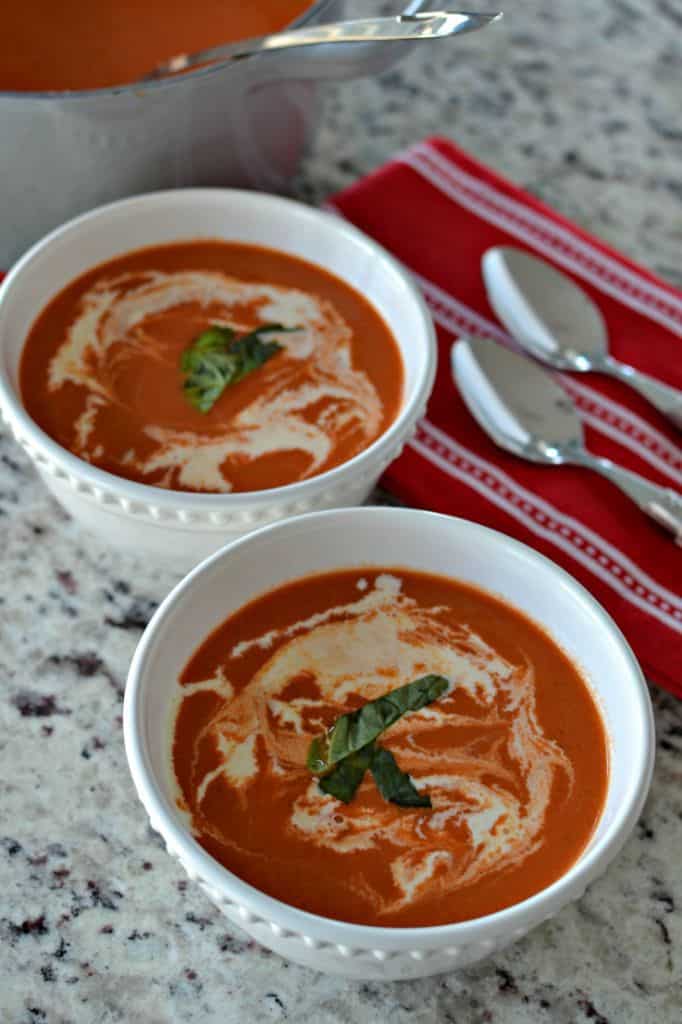 Warm and creamy homemade tomato bisque soup is a perfect winter comfort dish