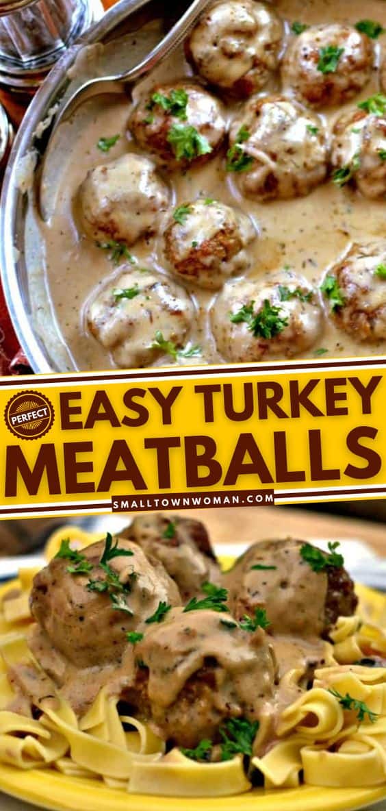 Turkey Meatballs in Easy Cream Sauce | Small Town Woman