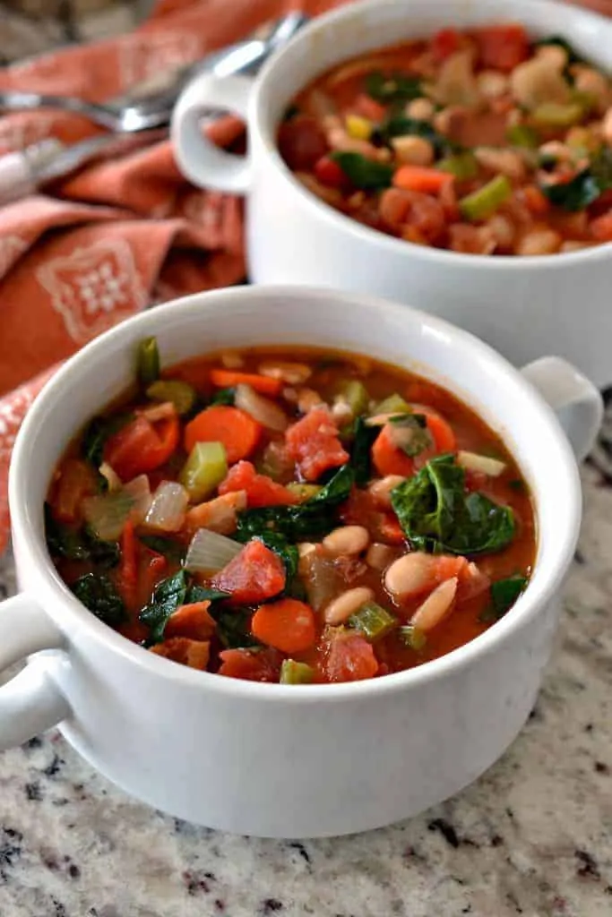 Tuscan White Bean Soup is a hearty, flavorful soup recipe that's perfect for the winter months