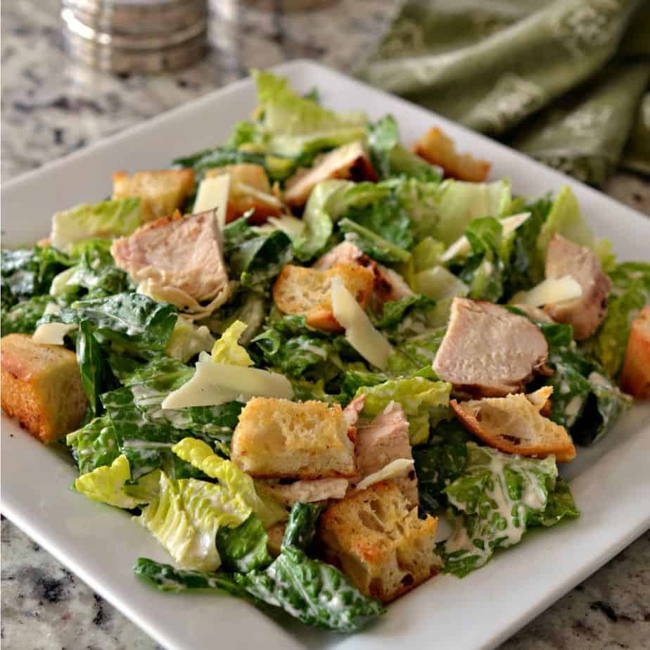 Prep all the aspects of this Chicken Caesar Salad Recipe ahead of time for an easy to assemble, light lunch