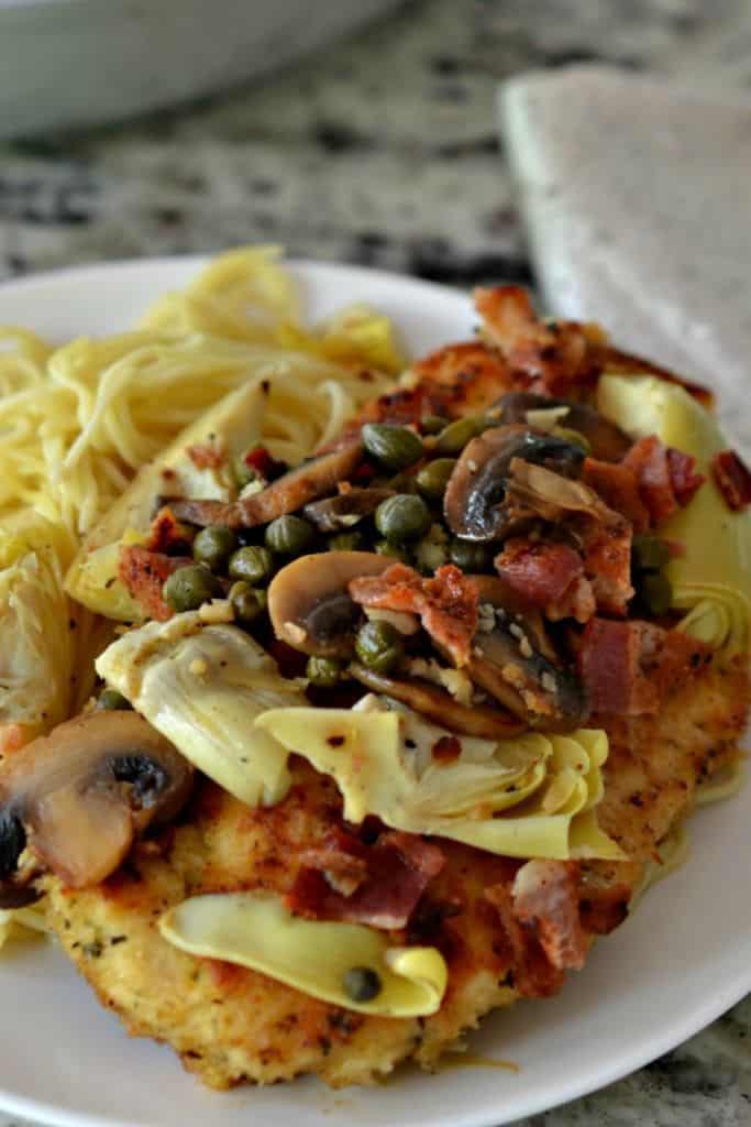 Chicken Scallopini with Bacon and Artichoke Hearts
