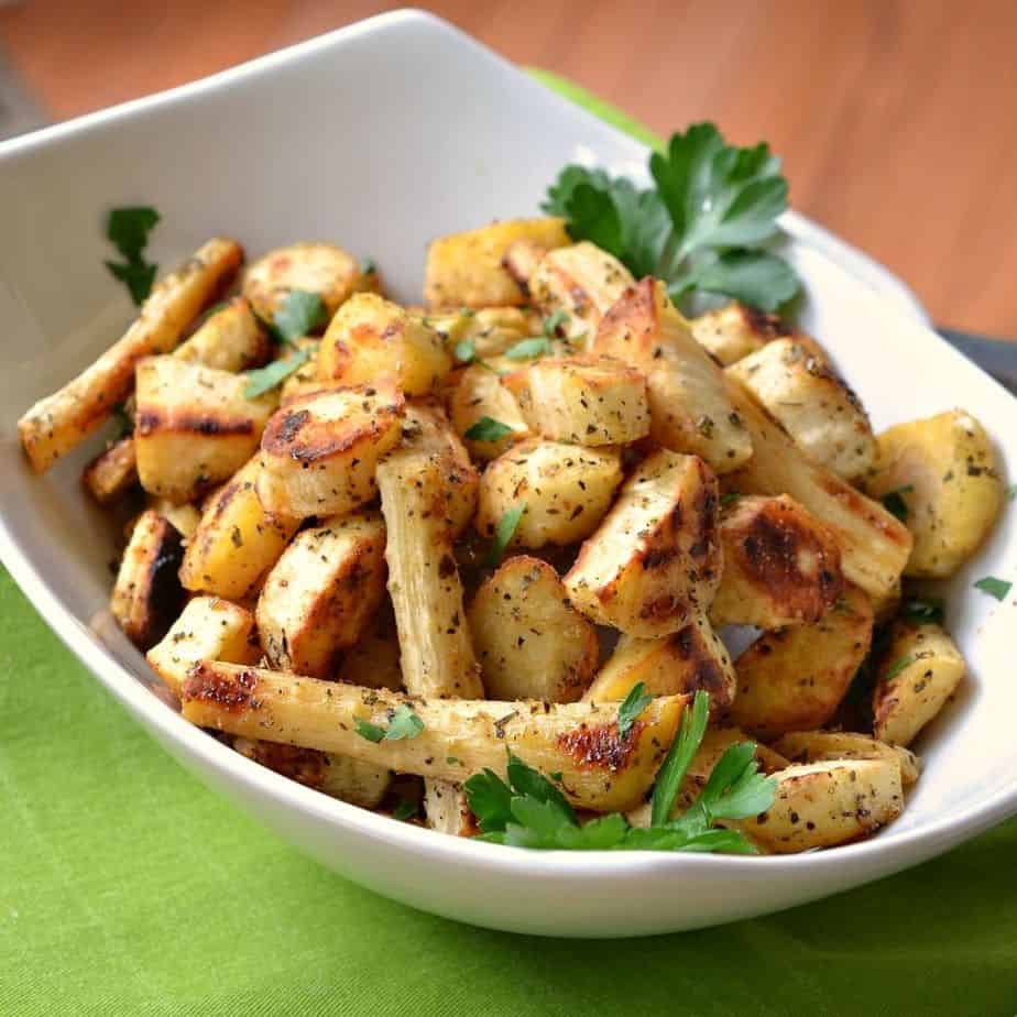 Tender roasted parsnips are perfectly seasoned and roasted to a crisp golden brown