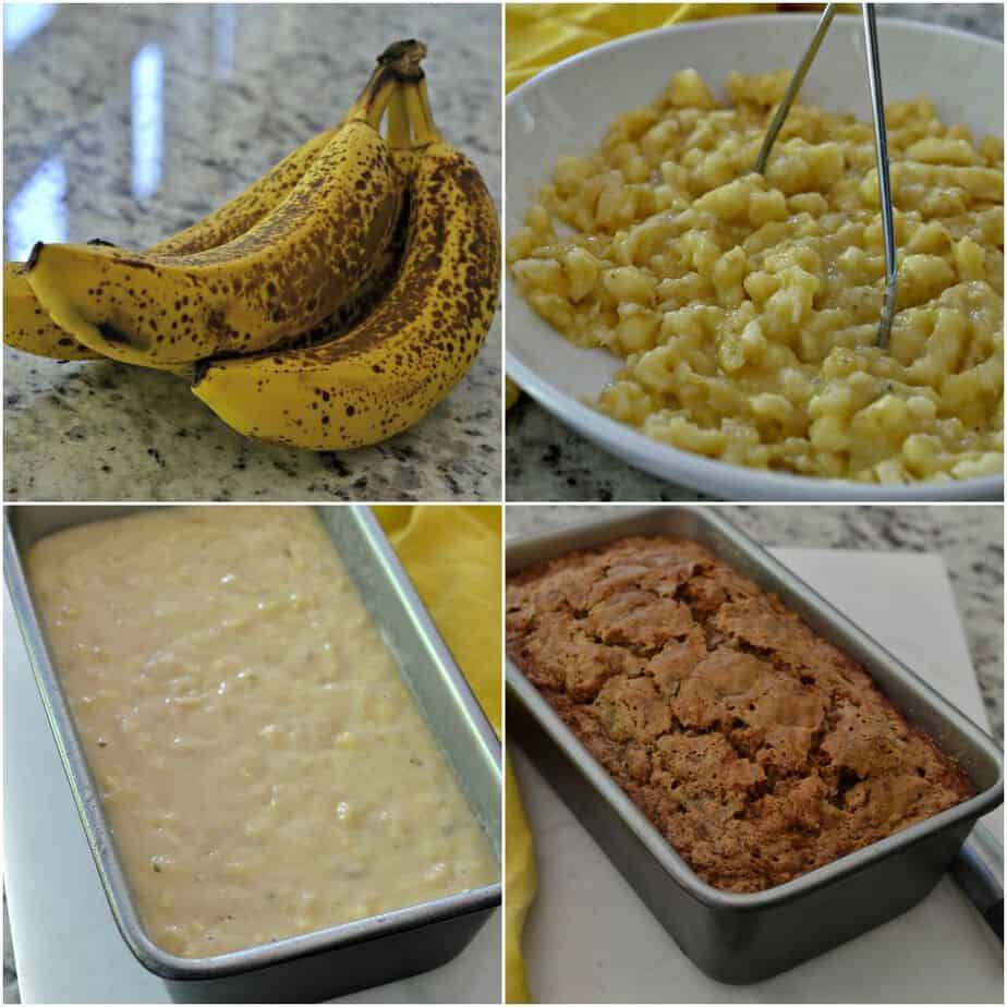 Make this delicious and easy banana bread recipe in just a few steps! From over ripe bananas to sweet, moist bread