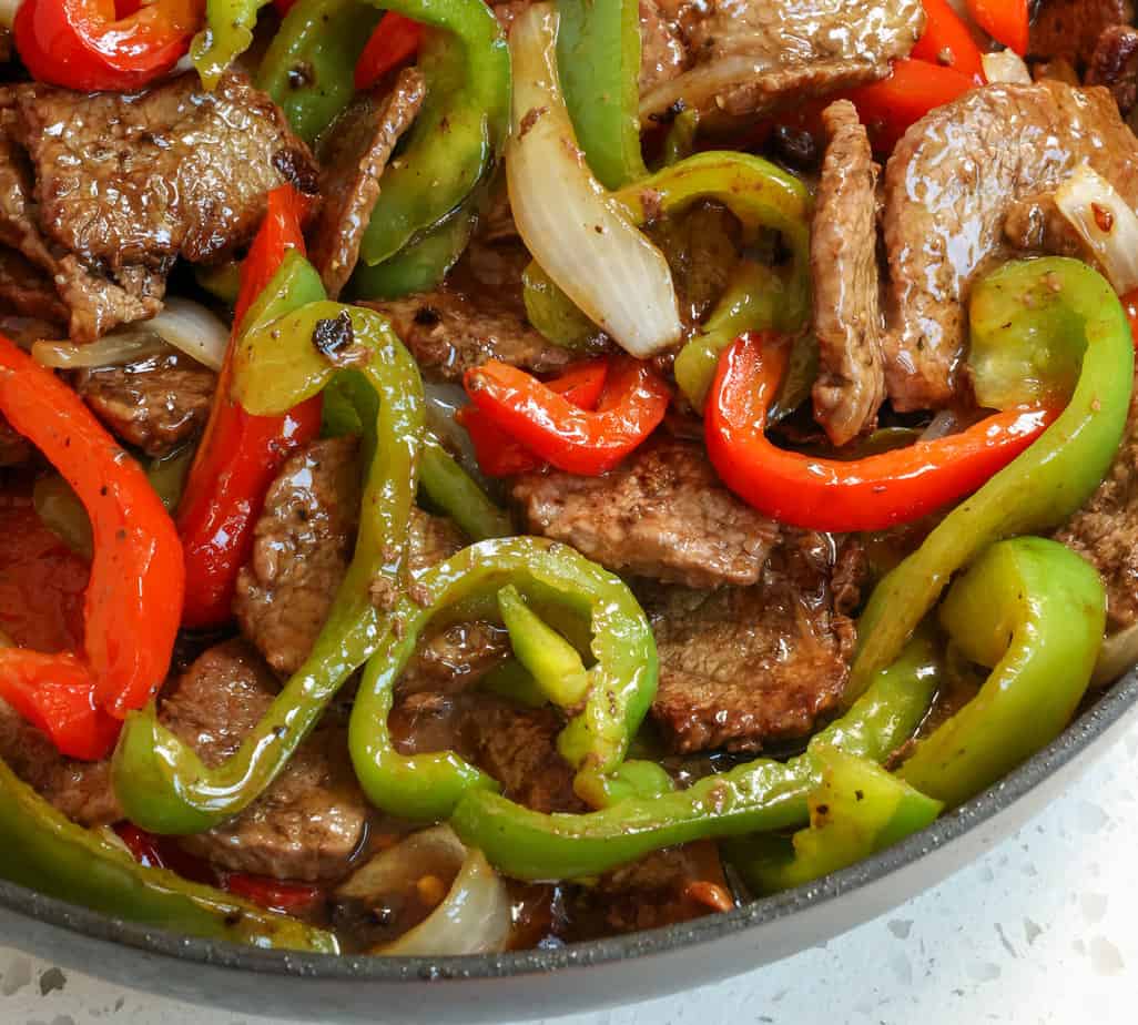 One-Skillet Steak Served with Vegetables