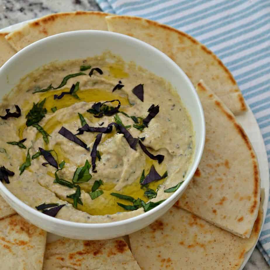 Baba Ganoush is a delicious dip best served with toasted pita bread