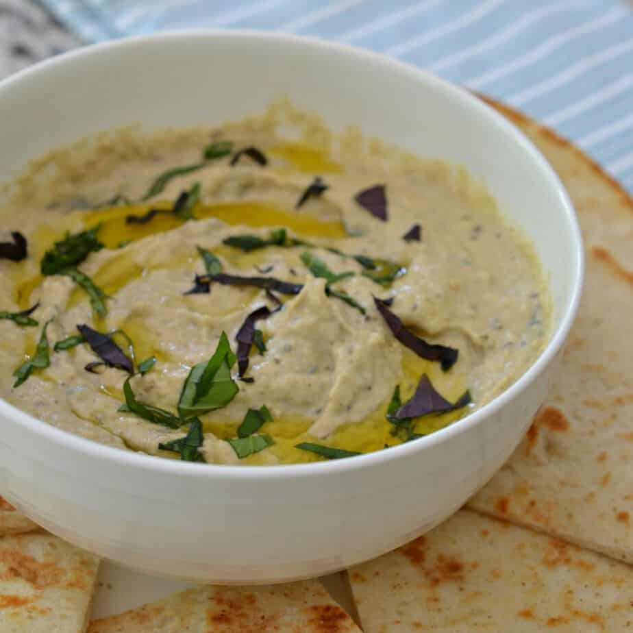 Baba Ganoush is made with eggplant, tahini paste, and delicious spices