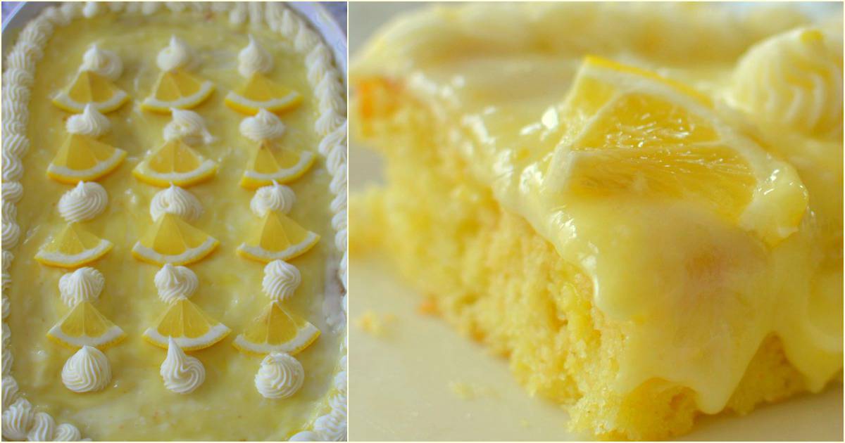 Lemon Pudding Poke Cake