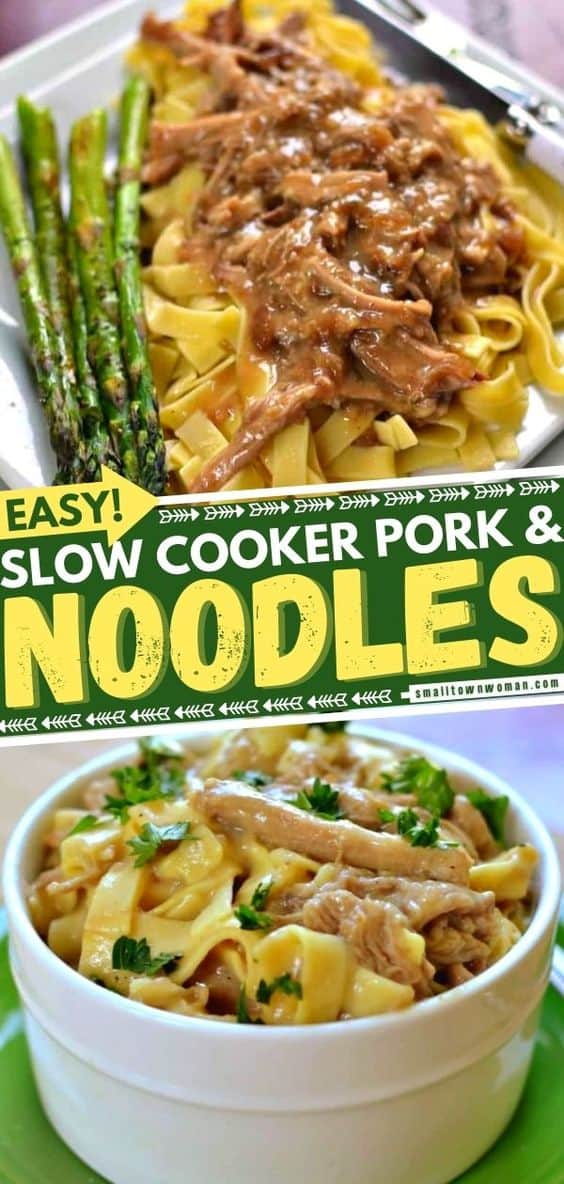 Slow Cooker Pork and Noodles Small Town Woman