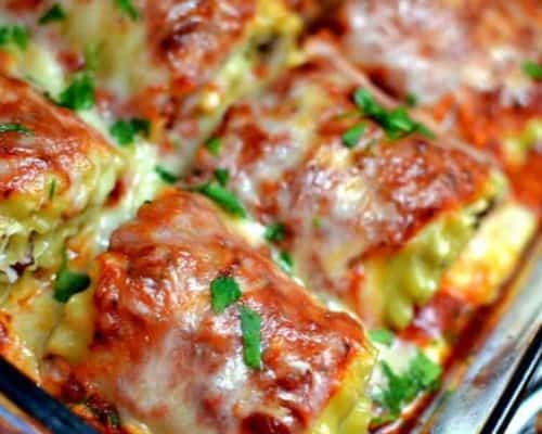 Sausage and Triple Cheese Lasagna Roll Ups