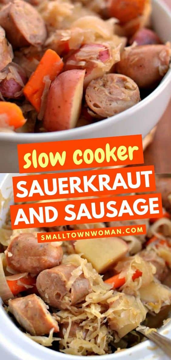 Slow Cooker Sauerkraut and Sausage Small Town Woman