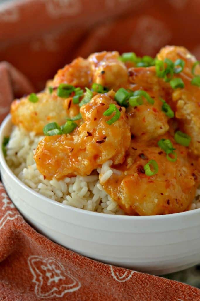This easy Bang Bang Shrimp is coated in a homemade sweet and spicy chili sauce