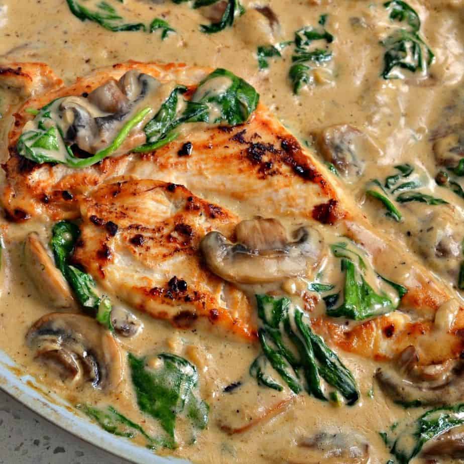 Creamy Chicken Florentine is a delicious and flavorful dish with a Parmesan white wine sauce and tender spinach and mushrooms