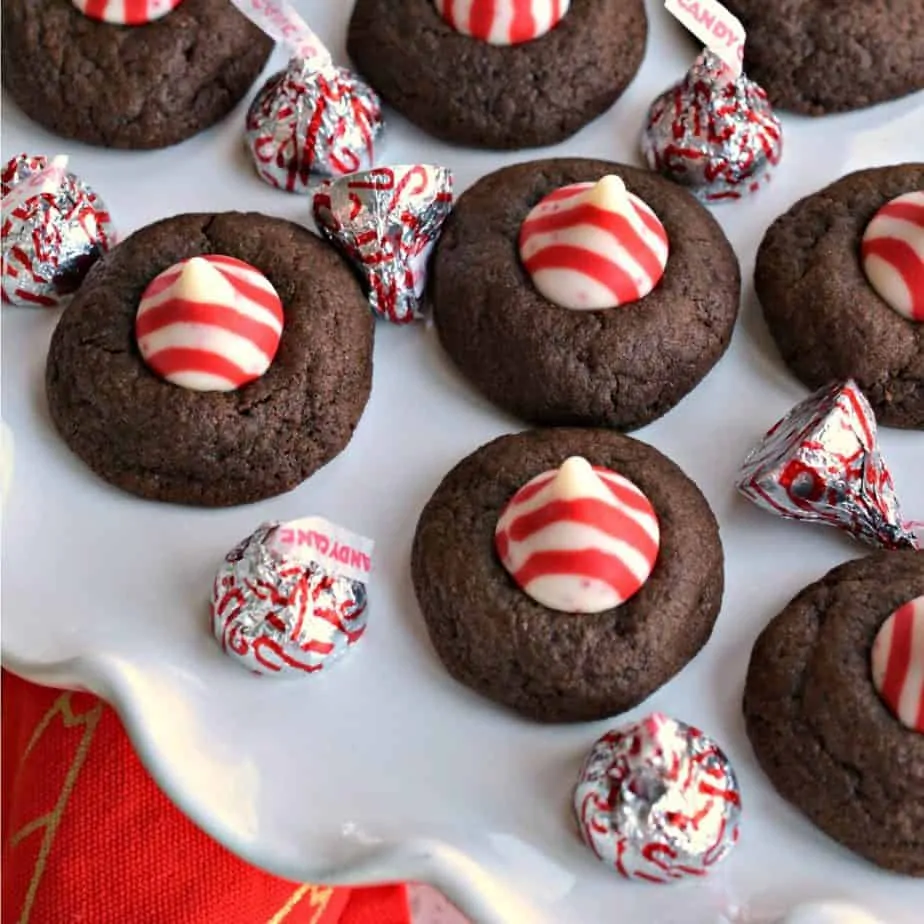 Peppermint Chocolate Thumbprint Cookies