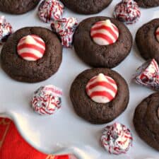Peppermint Chocolate Thumbprint Cookies