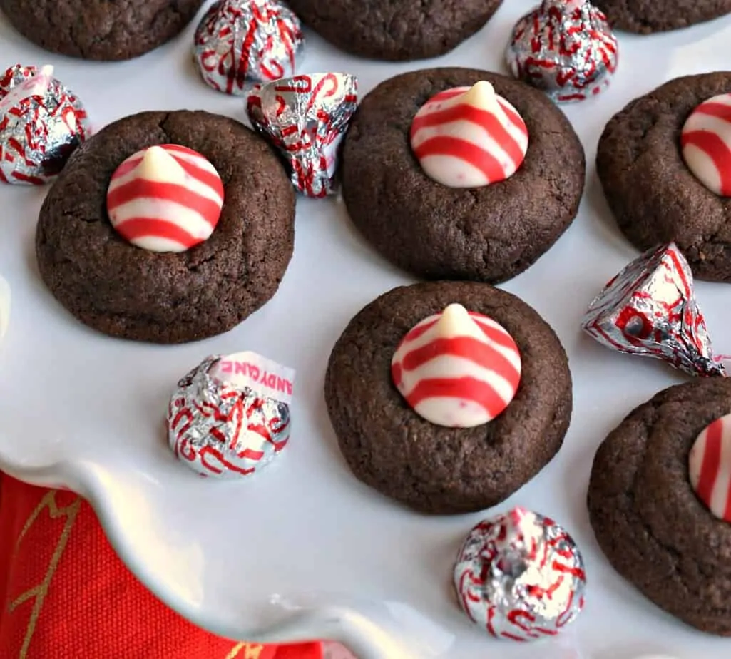 Peppermint Chocolate Thumbprint Cookies