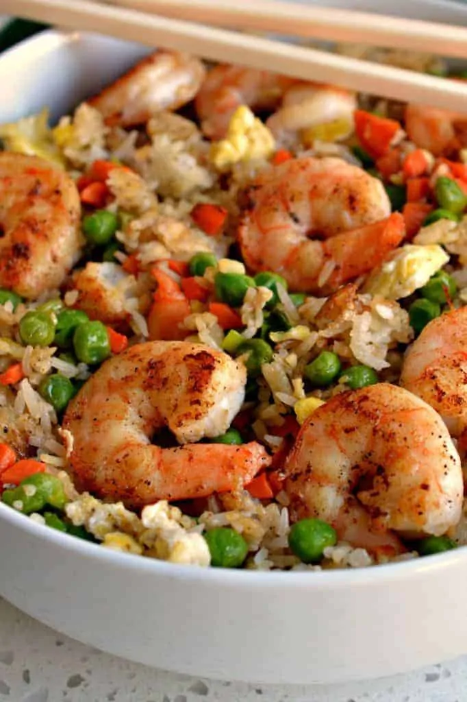 This better-than-takeout shrimp fried rice is made with whole, seasoned shrimp and tender veggies