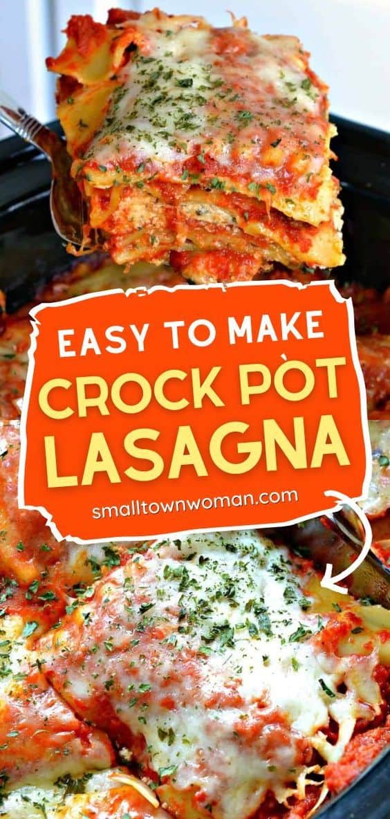 Easy Crock Pot Lasagna | Small Town Woman