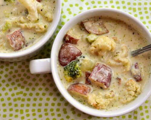 Roasted Potato Broccoli Cauliflower Soup