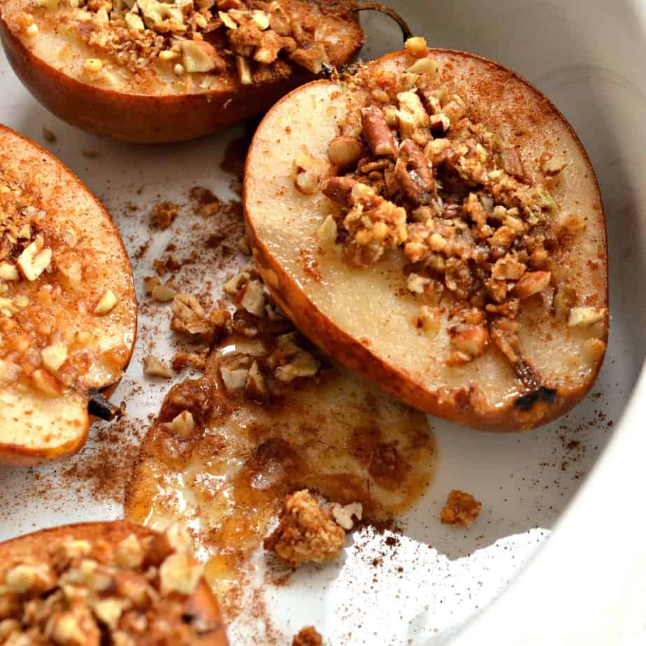 These five-ingredient Baked Pears are an incredibly easy, light, a wholesome dessert that the whole family can enjoy. 