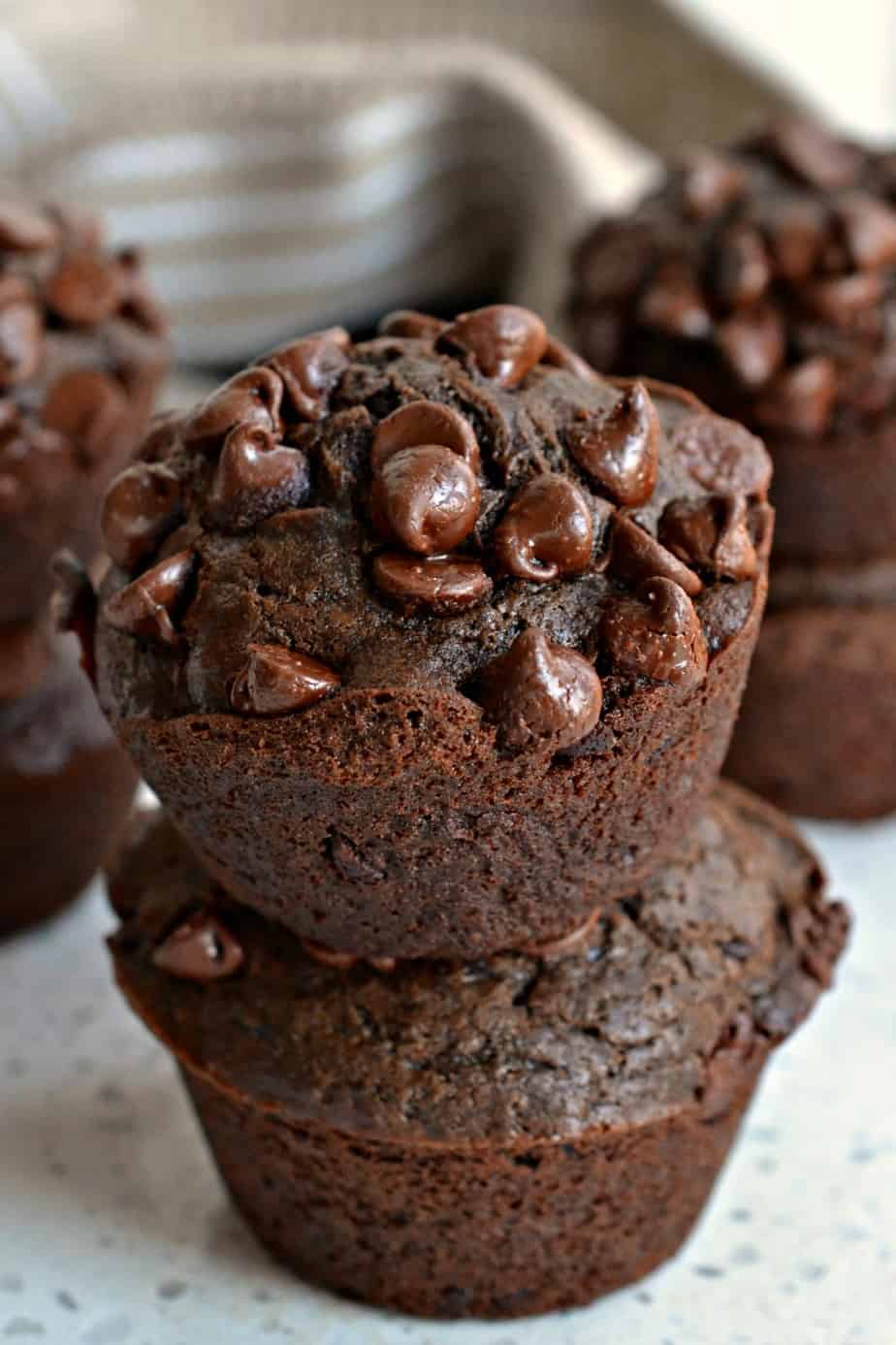 These double chocolate chip muffins are a decadent, sweet treat