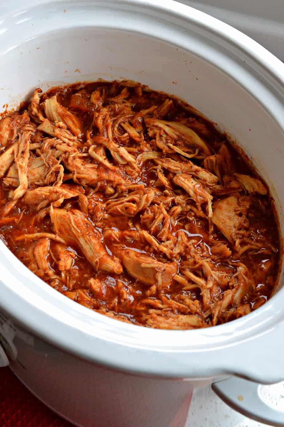 Use this crockpot bbq chicken in tacos, salads, burrito bowls, chicken enchiladas, and lettuce wraps. 