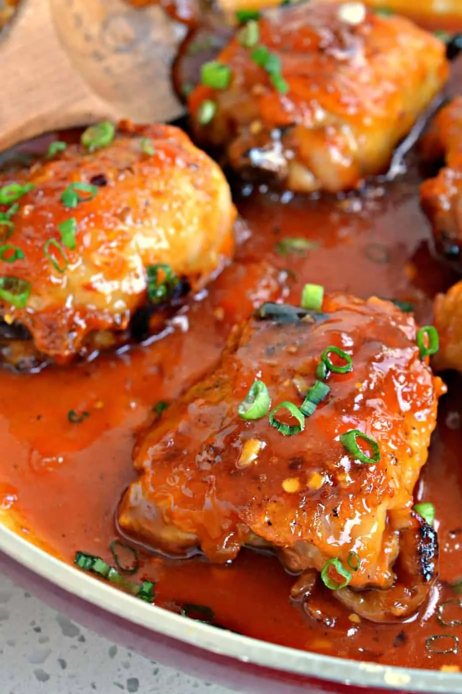 This Apricot Chicken recipe cooks up tender chicken thighs in an easy flavorful apricot sauce.