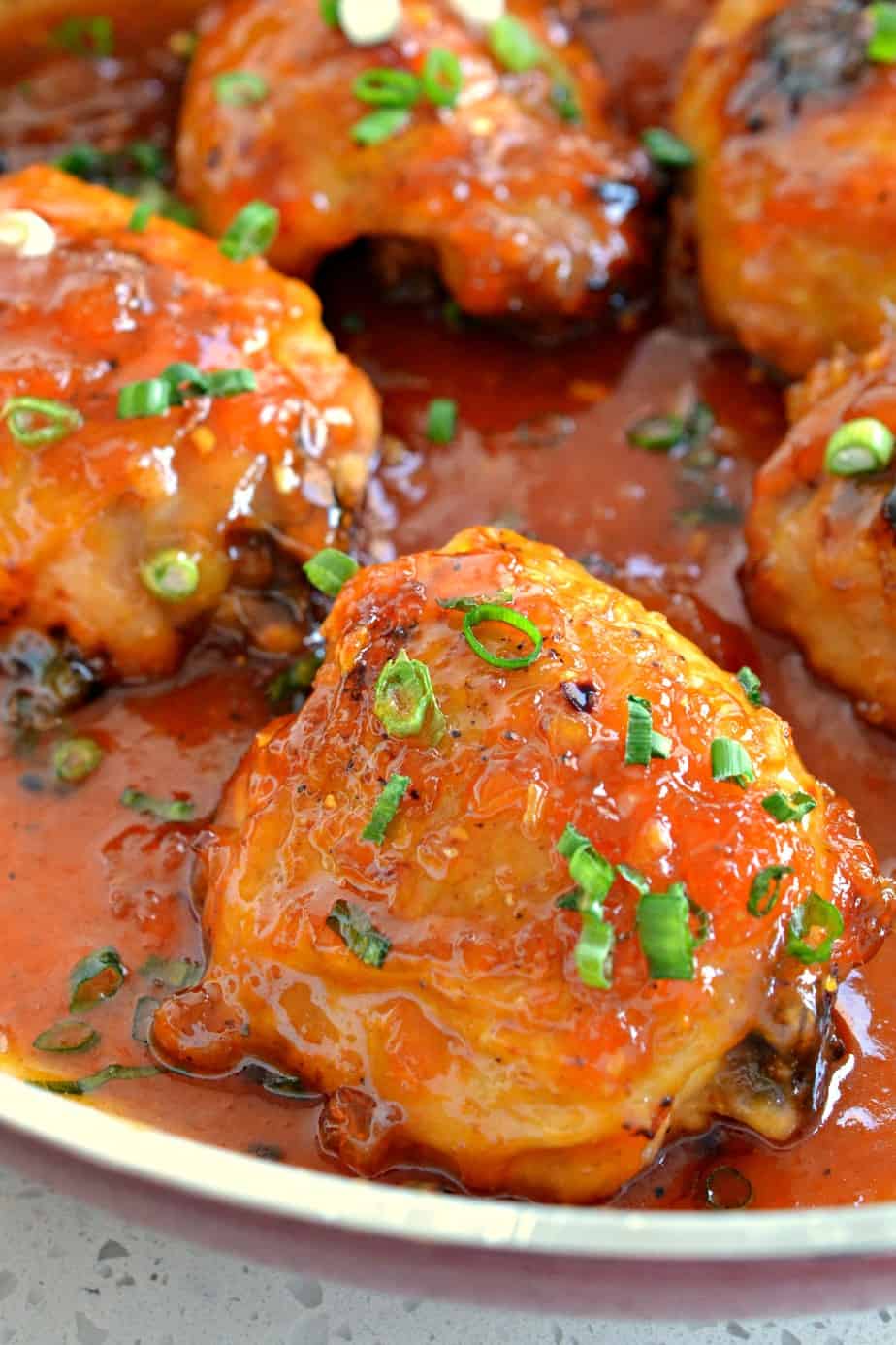 Apricot preserves are combined with garlic, soy sauce and ginger creating a mouthwatering glaze in this Apricot Chicken.