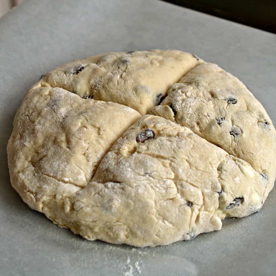 Irish soda bread dough ready to be baked