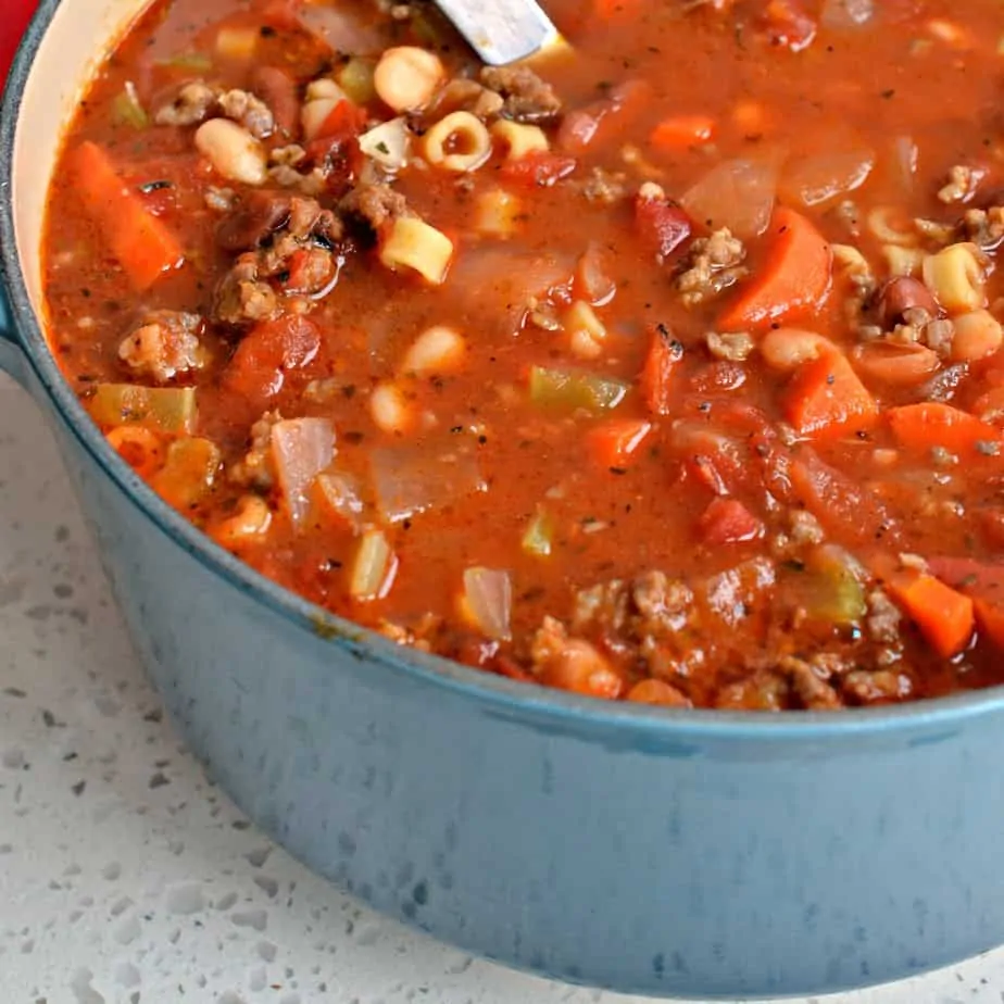 Delectable and easy Italian Pasta e Fagioli soup is a family favorite. 