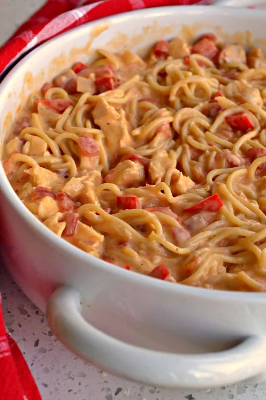 Chicken spaghetti is the ultimate in comfort food. 