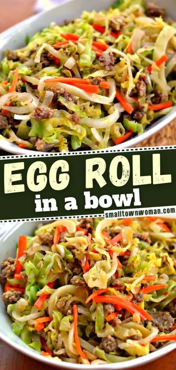 Easy Low Carb Pork Egg Roll Bowl | Small Town Woman